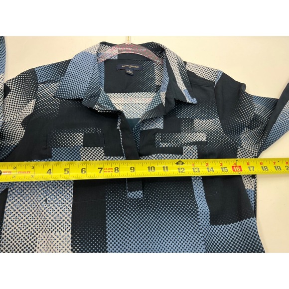 Banana Republic Dress Women's Sz 2 Blue Chest Pockets Drawstring Waist Buttons - Picture 9 of 10